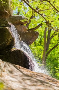 Waterfall close-up in Sophia park Uman Ukraine