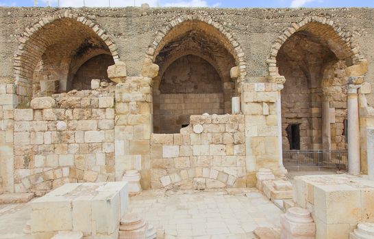  entrance to the ancient ruins of the Roman baths
