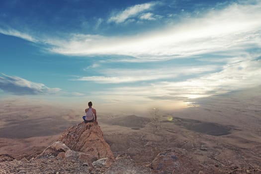 girl enjoying the views from the canyon in the early morning