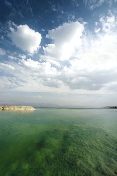Dead Sea landscape summer cloudy day