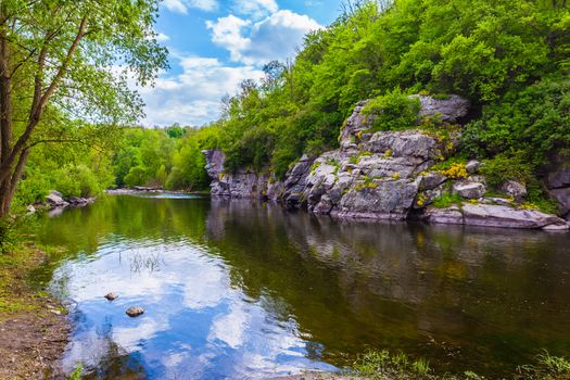 picturesque landscape river flowing through the canyon