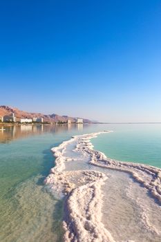 Landscape Dead Sea coastline in summer day
