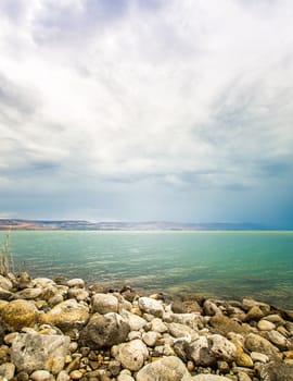 the Sea of Galilee landscape on a summer day