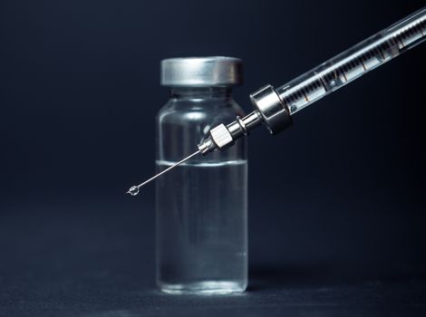 therapeutic injection closeup, medicine background