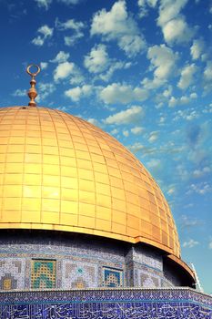 Golden dome of the sky against the backdrop of the terrible