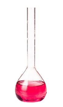flask with reagent pink on a white background isolated