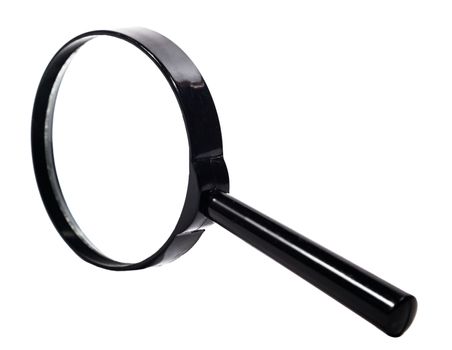 Magnifier closeup on isolated white background