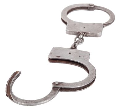 handcuffs closeup on isolated white background