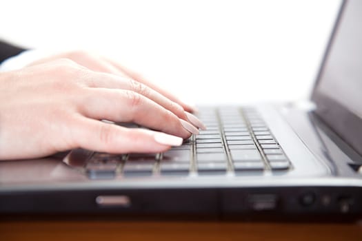 hands with the notebook, isolated white background