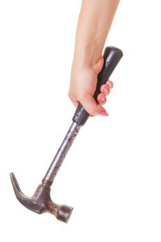 hammer in hand, isolated white background
