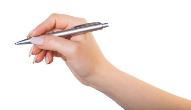 hand writing isolated white background