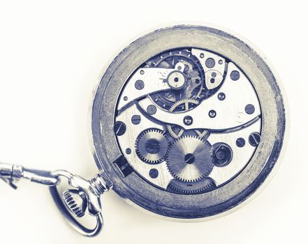 mechanism of vintage watches isolated on a white background