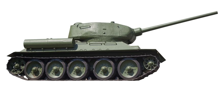 Retro tank T-34, on an isolated white background