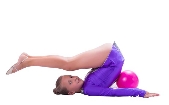 gymnast with a ball isolated on white background