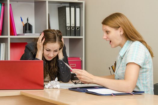 Young beautiful girl on reception at the office specialist