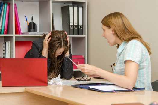 Young beautiful girl on reception at the office specialist
