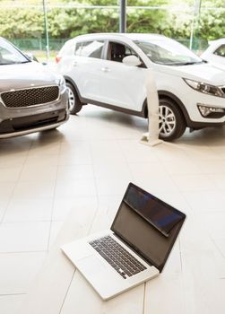 View of row new car at new car showroom