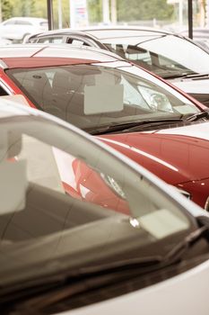 View of row new car at new car showroom