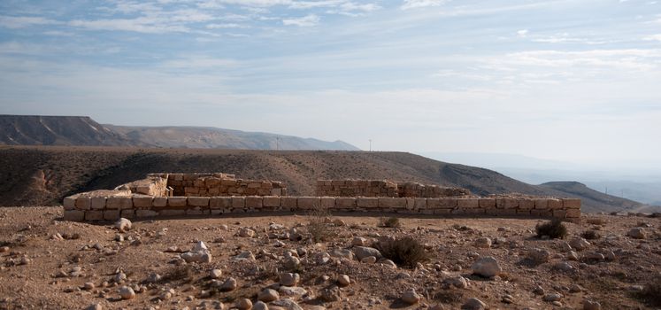 Travel in stone desert - ancient ruins of Israeli Negev
