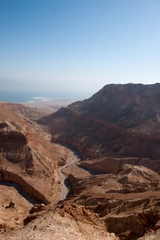 Desert Canyon in Israel Dead Sea travel attraction for tourists