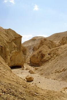 hiking in Arava desert, Israel, stones and sky