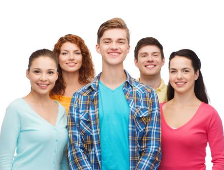 friendship, youth and people concept - group of smiling teenagers