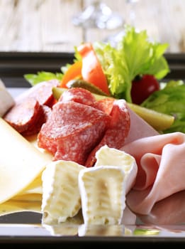 Tray of assorted cold cuts - detail