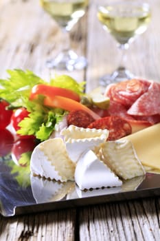 Tray of assorted cold cuts - detail