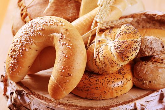 Various types of fresh bread - detail