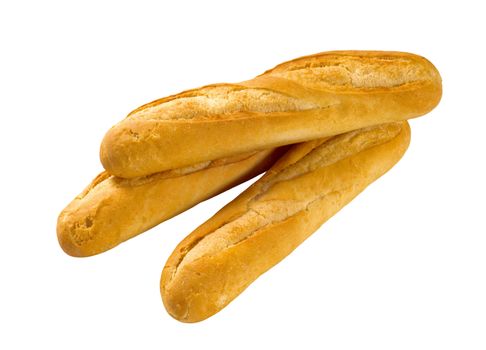Crusty Baguettes isolated on white