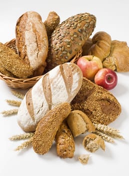 Various types of bread and rolls - studio