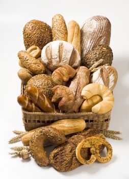 Variety of baked products in a basket