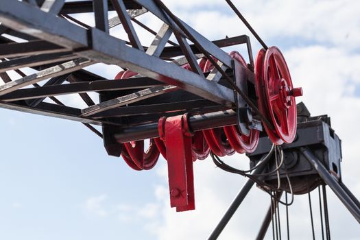 Railway construction and repair mechanism train closeup