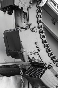 Old mechanism repair and construction of the train closeup