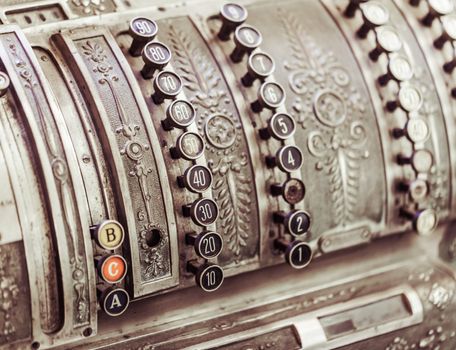 vintage old metal the cash register close-up