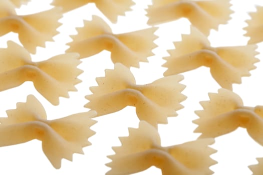 raw the pasta closeup on white background 