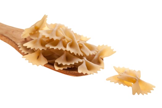 raw pasta closeup on white background isolated