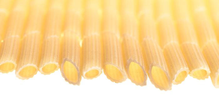 raw the pasta closeup on white background 