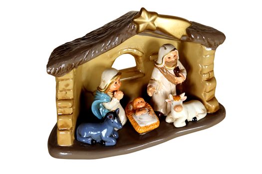 hut nativity scene on a white background