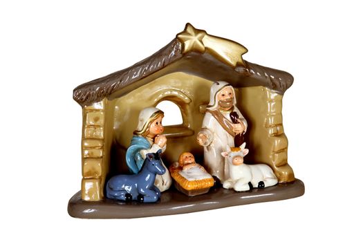 hut nativity scene on a white background
