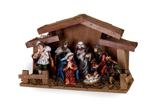 hut nativity scene on a white background