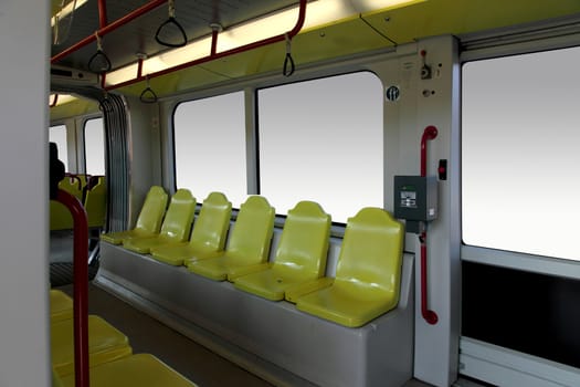 tram and train wagon with seats