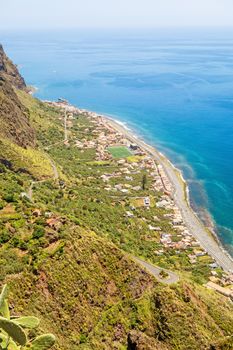 Paul do Mar, Portugal - June 1, 2013: View over the village Paul do Mar at the west coast of Madeira island.