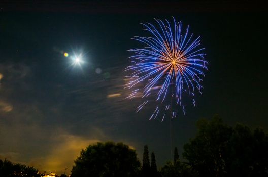 Very beautiful firework in to the sky of Pamplona/ Spain in celebrating