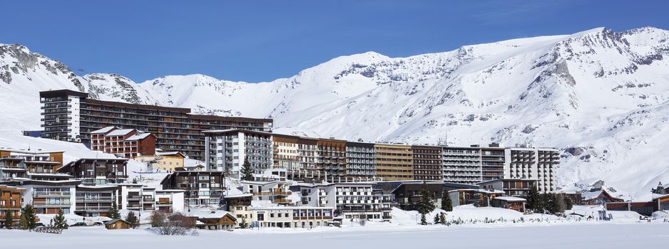 Landscape and ski resort in French Alps,Tignes