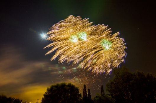 Very beautiful firework in to the sky of Pamplona/ Spain in celebrating