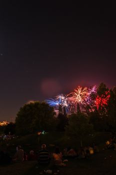 Very beautiful firework in to the sky of Pamplona/ Spain in celebrating