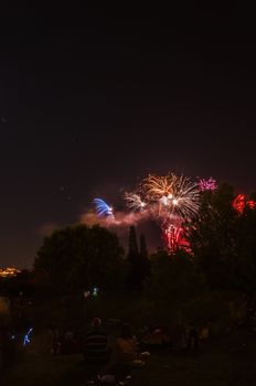 Very beautiful firework in to the sky of Pamplona/ Spain in celebrating