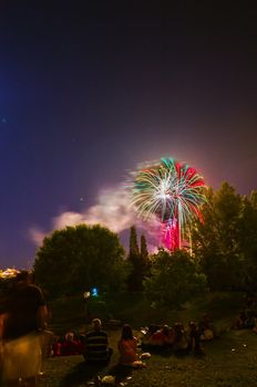 Very beautiful firework in to the sky of Pamplona/ Spain in celebrating