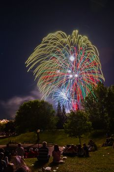 Very beautiful firework in to the sky of Pamplona/ Spain in celebrating